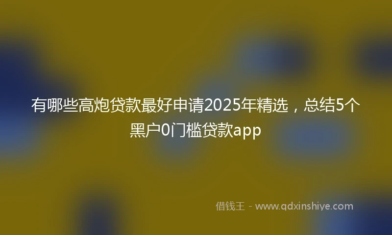 有哪些高炮贷款最好申请2025年精选，总结5个黑户0门槛贷款app