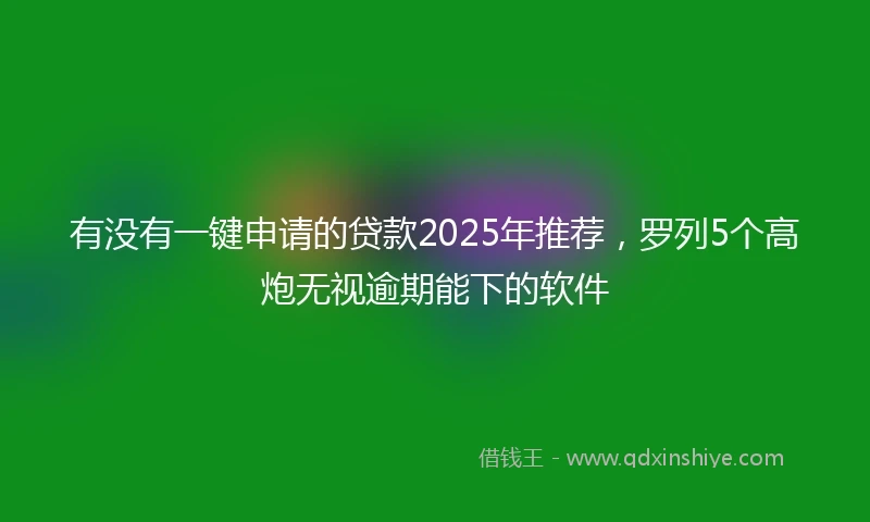 有没有一键申请的贷款2025年推荐，罗列5个高炮无视逾期能下的软件