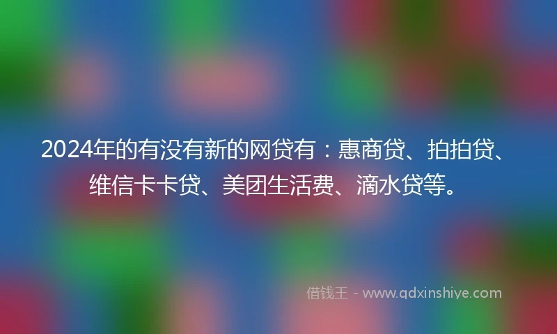 2024年的有没有新的网贷有：惠商贷、拍拍贷、维信卡卡贷、美团生活费、滴水贷等。