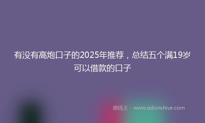 有没有高炮口子的2025年推荐，总结五个满19岁可以借款的口子