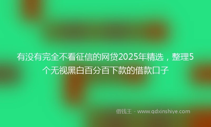 有没有完全不看征信的网贷2025年精选，整理5个无视黑白百分百下款的借款口子