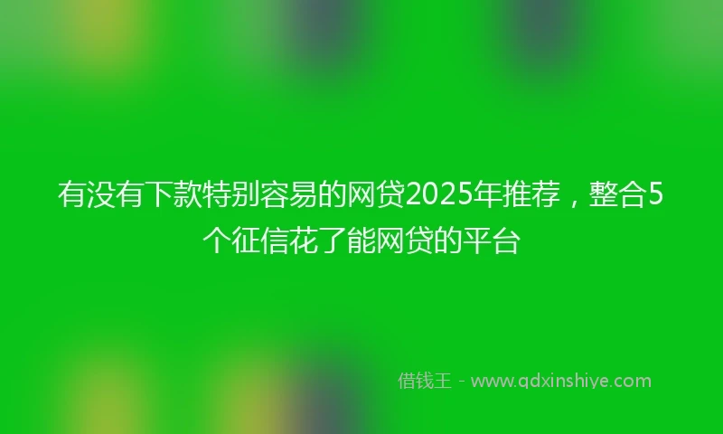 有没有下款特别容易的网贷2025年推荐，整合5个征信花了能网贷的平台