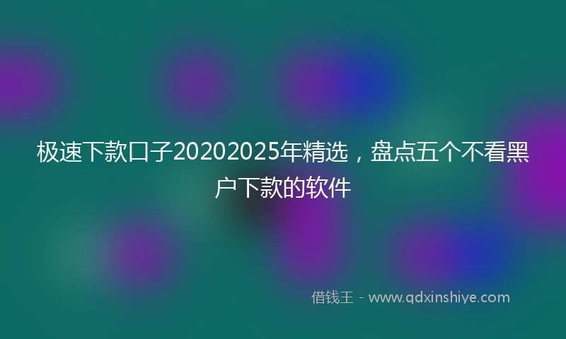 极速下款口子20202025年精选，盘点五个不看黑户下款的软件