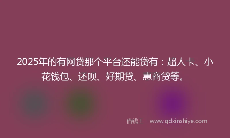2025年的有网贷那个平台还能贷有：超人卡、小花钱包、还呗、好期贷、惠商贷等。
