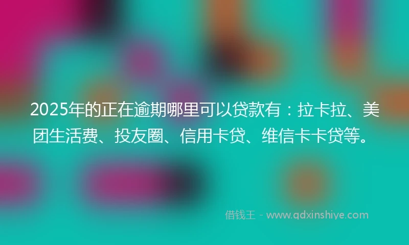 2025年的正在逾期哪里可以贷款有：拉卡拉、美团生活费、投友圈、信用卡贷、维信卡卡贷等。