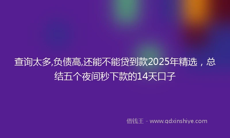 查询太多,负债高,还能不能贷到款2025年精选，总结五个夜间秒下款的14天口子