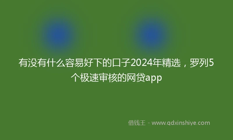 有没有什么容易好下的口子2024年精选，罗列5个极速审核的网贷app