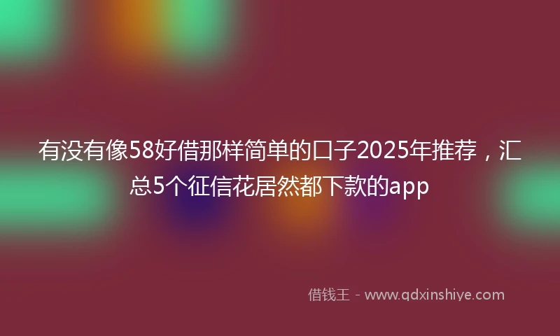 有没有像58好借那样简单的口子2025年推荐，汇总5个征信花居然都下款的app