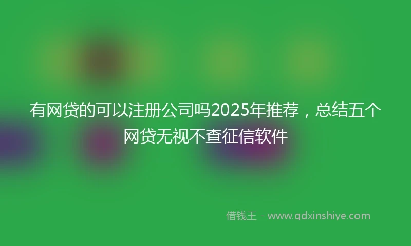 有网贷的可以注册公司吗2025年推荐，总结五个网贷无视不查征信软件