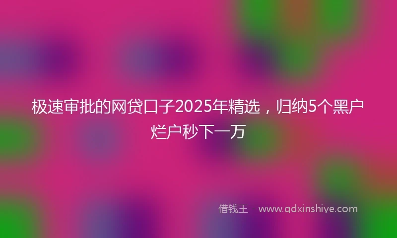 极速审批的网贷口子2025年精选，归纳5个黑户烂户秒下一万