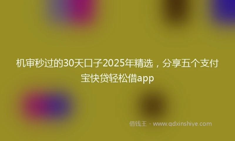 机审秒过的30天口子2025年精选，分享五个支付宝快贷轻松借app