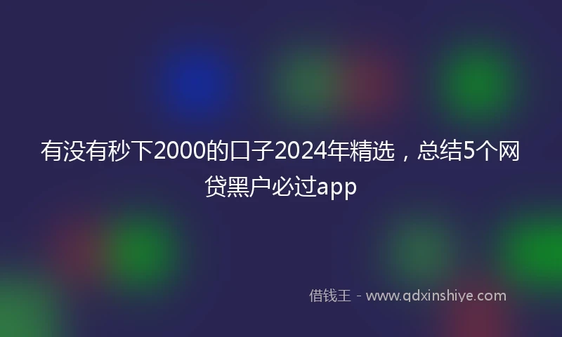 有没有秒下2000的口子2024年精选，总结5个网贷黑户必过app