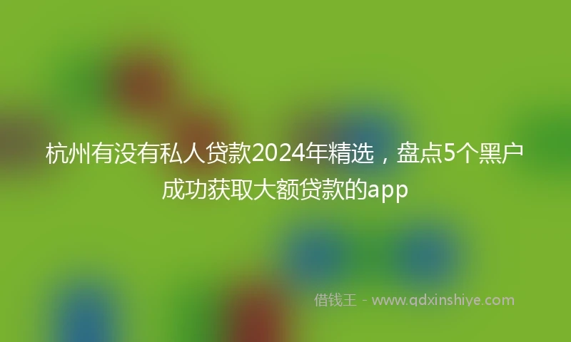 杭州有没有私人贷款2024年精选，盘点5个黑户成功获取大额贷款的app