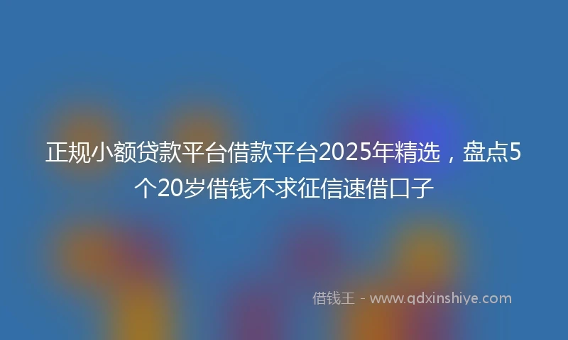 正规小额贷款平台借款平台2025年精选，盘点5个20岁借钱不求征信速借口子