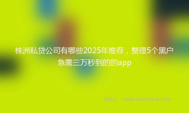 株洲私贷公司有哪些2025年推荐，整理5个黑户急需三万秒到的的app