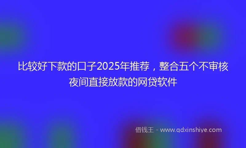 比较好下款的口子2025年推荐，整合五个不审核夜间直接放款的网贷软件