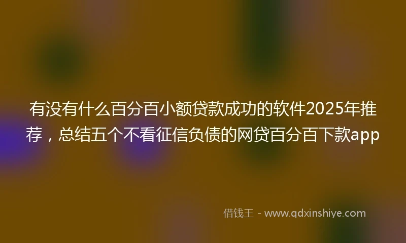 有没有什么百分百小额贷款成功的软件2025年推荐，总结五个不看征信负债的网贷百分百下款app