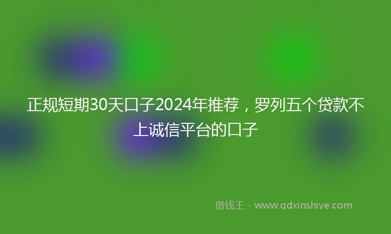 正规短期30天口子2024年推荐，罗列五个贷款不上诚信平台的口子