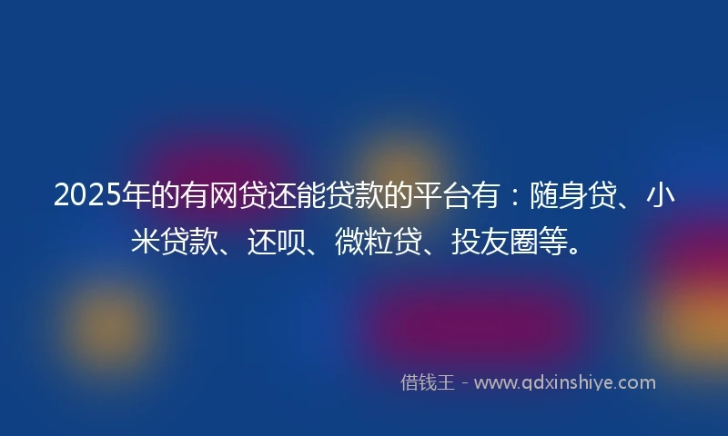 2025年的有网贷还能贷款的平台有：随身贷、小米贷款、还呗、微粒贷、投友圈等。