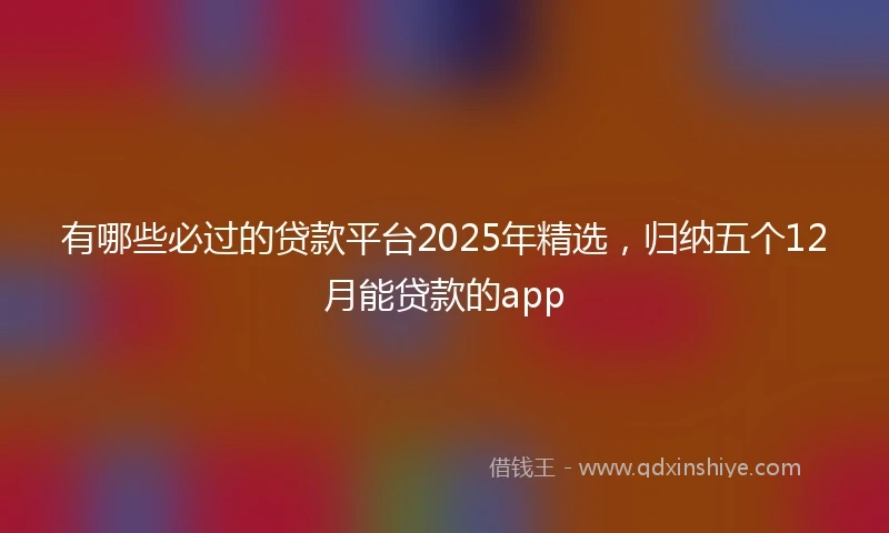 有哪些必过的贷款平台2025年精选，归纳五个12月能贷款的app