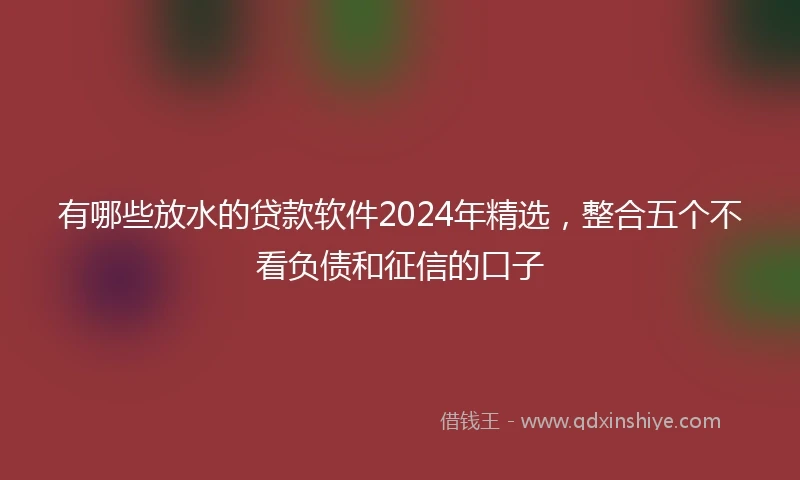 有哪些放水的贷款软件2024年精选，整合五个不看负债和征信的口子