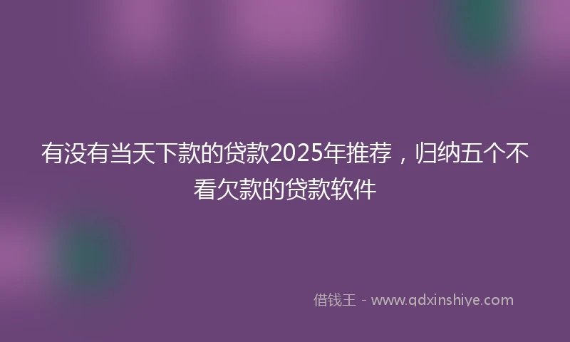 有没有当天下款的贷款2025年推荐，归纳五个不看欠款的贷款软件