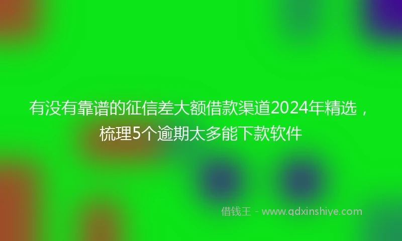 有没有靠谱的征信差大额借款渠道2024年精选，梳理5个逾期太多能下款软件