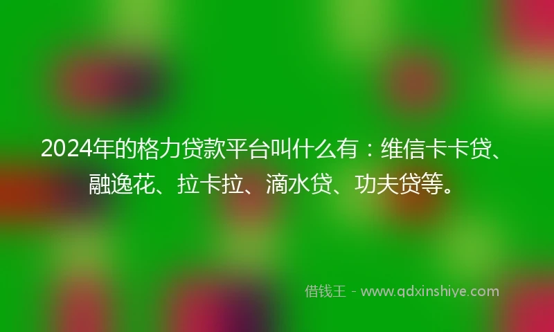 2024年的格力贷款平台叫什么有：维信卡卡贷、融逸花、拉卡拉、滴水贷、功夫贷等。