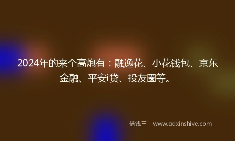 2024年的来个高炮有：融逸花、小花钱包、京东金融、平安i贷、投友圈等。