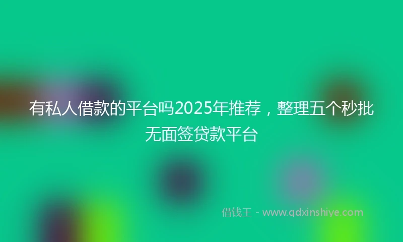 有私人借款的平台吗2025年推荐，整理五个秒批无面签贷款平台