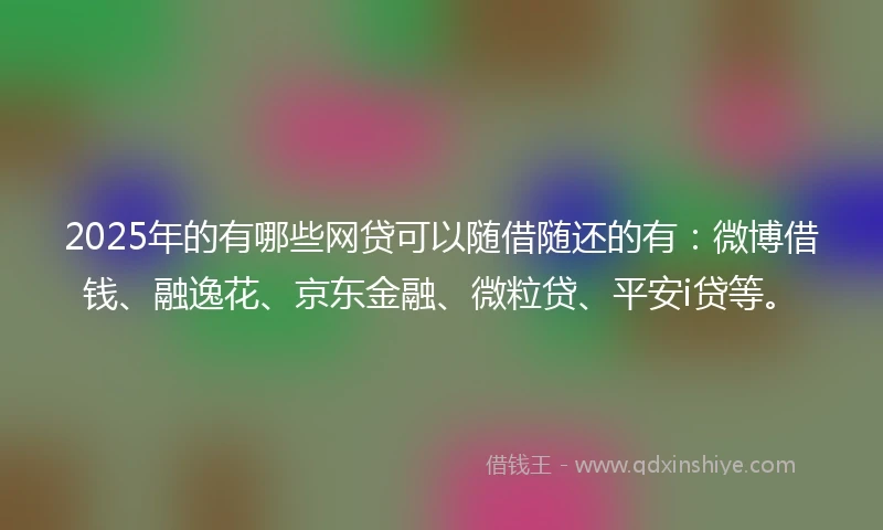 2025年的有哪些网贷可以随借随还的有：微博借钱、融逸花、京东金融、微粒贷、平安i贷等。
