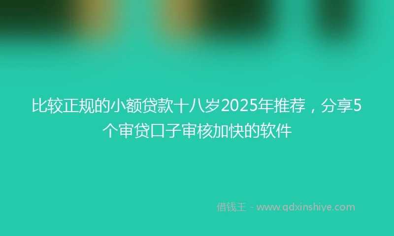比较正规的小额贷款十八岁2025年推荐，分享5个审贷口子审核加快的软件