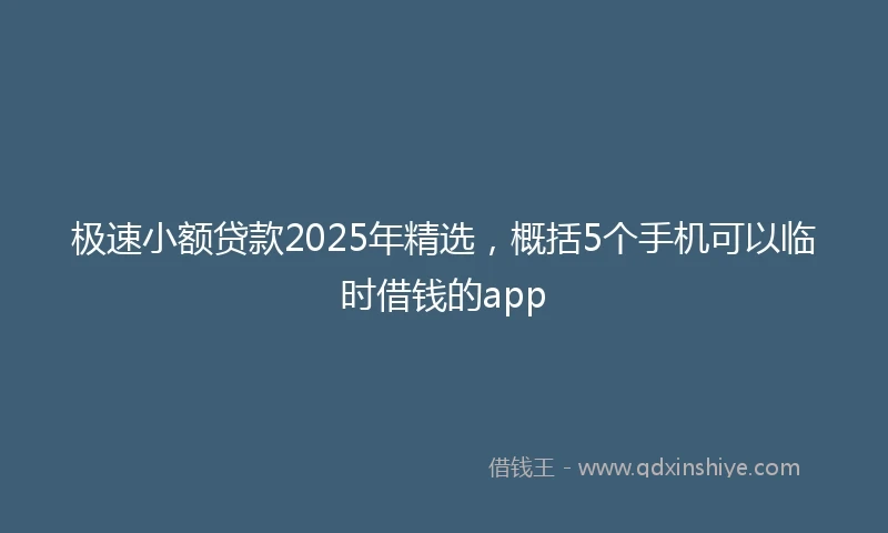 极速小额贷款2025年精选，概括5个手机可以临时借钱的app