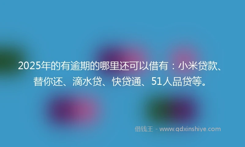 2025年的有逾期的哪里还可以借有：小米贷款、替你还、滴水贷、快贷通、51人品贷等。