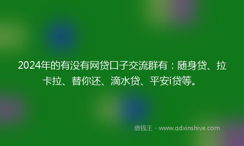 2024年的有没有网贷口子交流群有：随身贷、拉卡拉、替你还、滴水贷、平安i贷等。