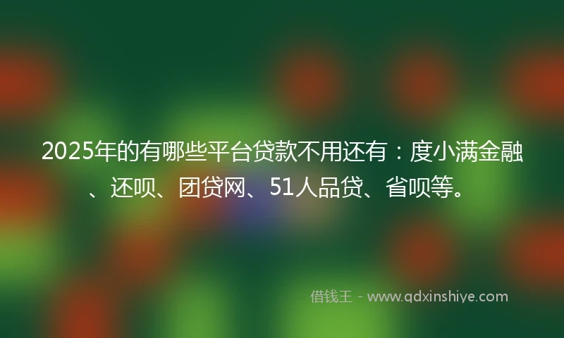 2025年的有哪些平台贷款不用还有：度小满金融、还呗、团贷网、51人品贷、省呗等。
