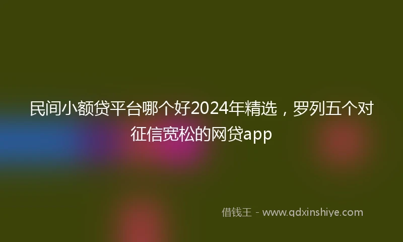 民间小额贷平台哪个好2024年精选，罗列五个对征信宽松的网贷app