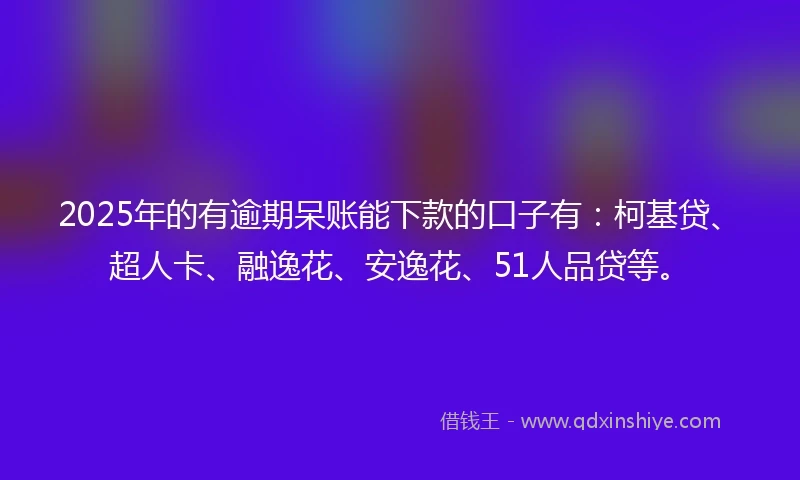 2025年的有逾期呆账能下款的口子有：柯基贷、超人卡、融逸花、安逸花、51人品贷等。