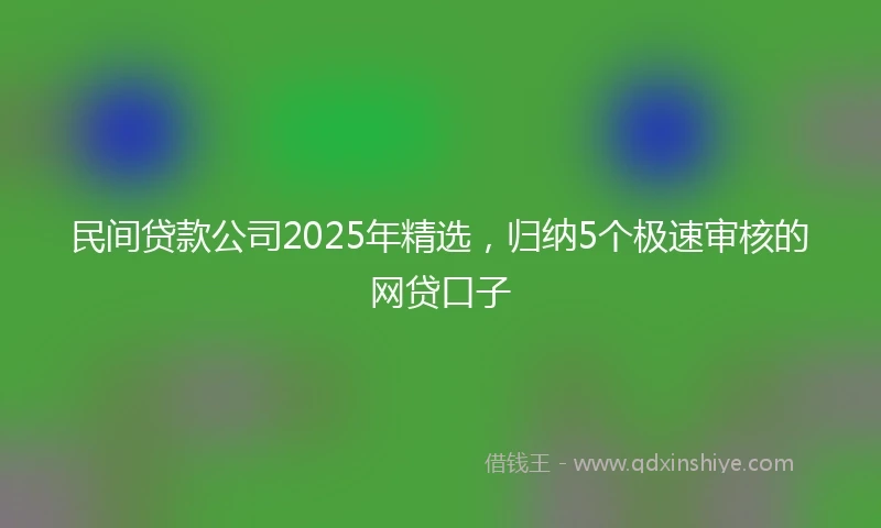 民间贷款公司2025年精选，归纳5个极速审核的网贷口子