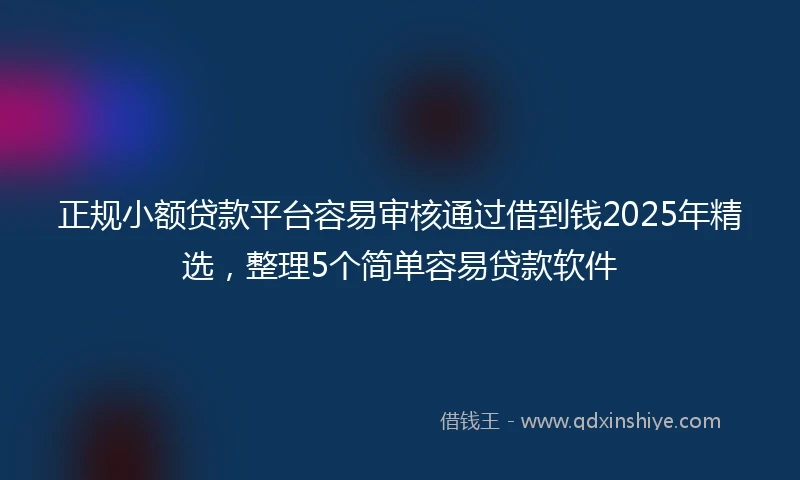 正规小额贷款平台容易审核通过借到钱2025年精选，整理5个简单容易贷款软件