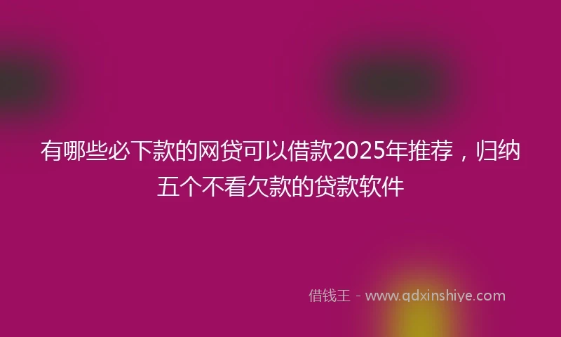 有哪些必下款的网贷可以借款2025年推荐，归纳五个不看欠款的贷款软件
