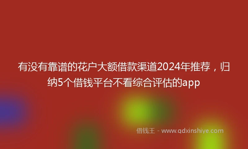 有没有靠谱的花户大额借款渠道2024年推荐，归纳5个借钱平台不看综合评估的app
