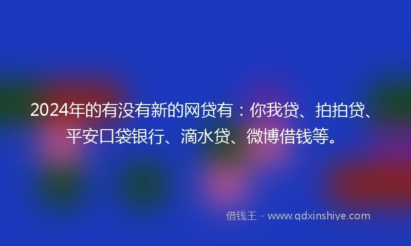 2024年的有没有新的网贷有：你我贷、拍拍贷、平安口袋银行、滴水贷、微博借钱等。