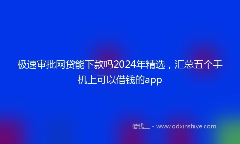 极速审批网贷能下款吗2024年精选，汇总五个手机上可以借钱的app