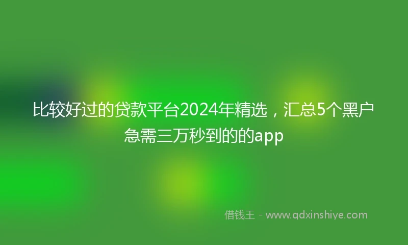 比较好过的贷款平台2024年精选，汇总5个黑户急需三万秒到的的app