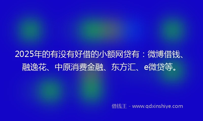 2025年的有没有好借的小额网贷有：微博借钱、融逸花、中原消费金融、东方汇、e微贷等。