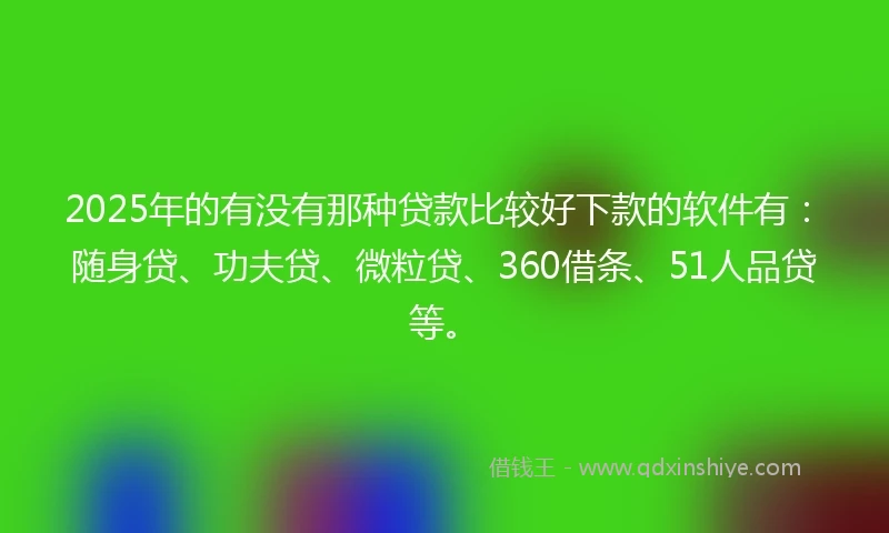 2025年的有没有那种贷款比较好下款的软件有：随身贷、功夫贷、微粒贷、360借条、51人品贷等。