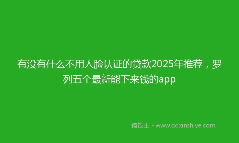 有没有什么不用人脸认证的贷款2025年推荐，罗列五个最新能下来钱的app