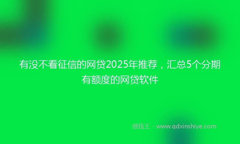 有没不看征信的网贷2025年推荐，汇总5个分期有额度的网贷软件