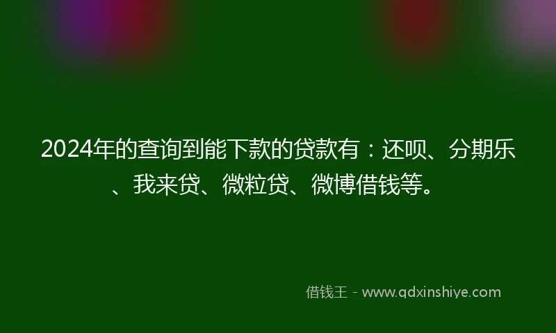 2024年的查询到能下款的贷款有：还呗、分期乐、我来贷、微粒贷、微博借钱等。